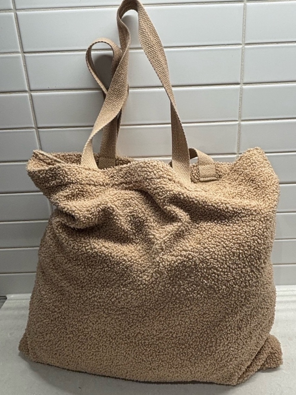 π4/$20πCozy Teddy Tote Bag in Warm Beige